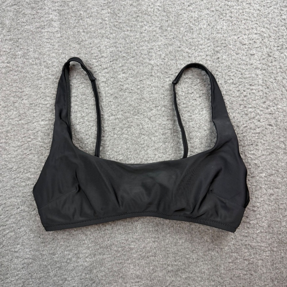 Aerie Bikini Top Women's Medium Black Scoop Neck Bow Back Adjustable‎ Straps